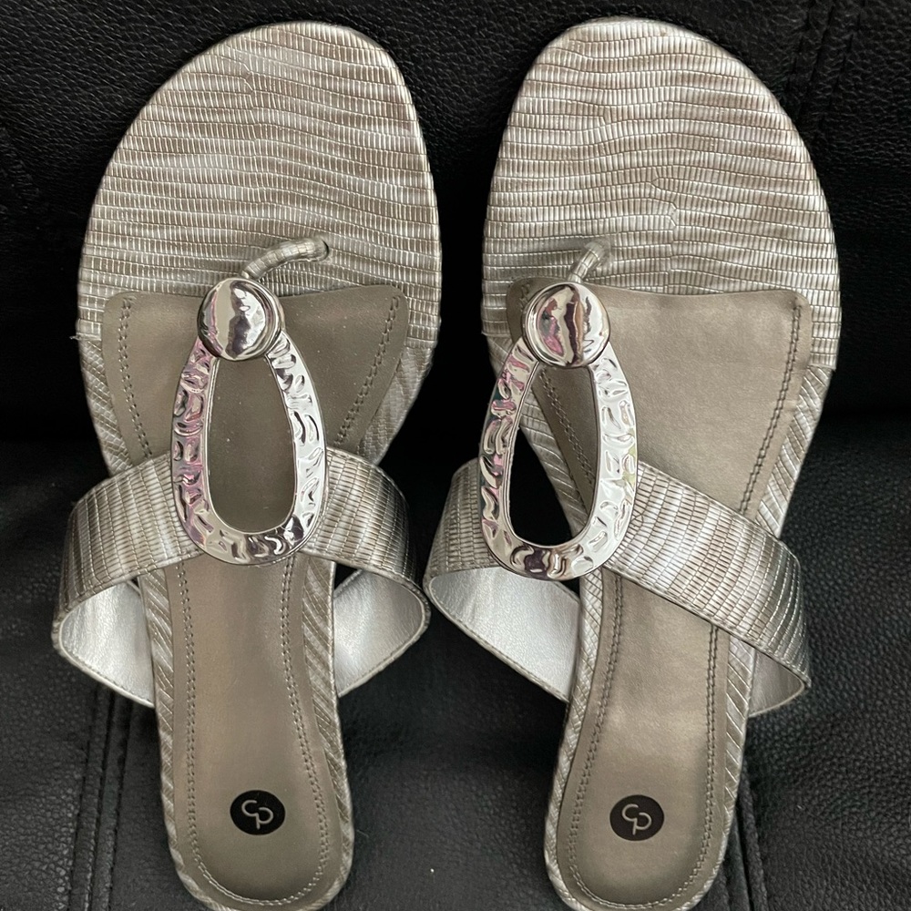 Silver Fancy sling sandals